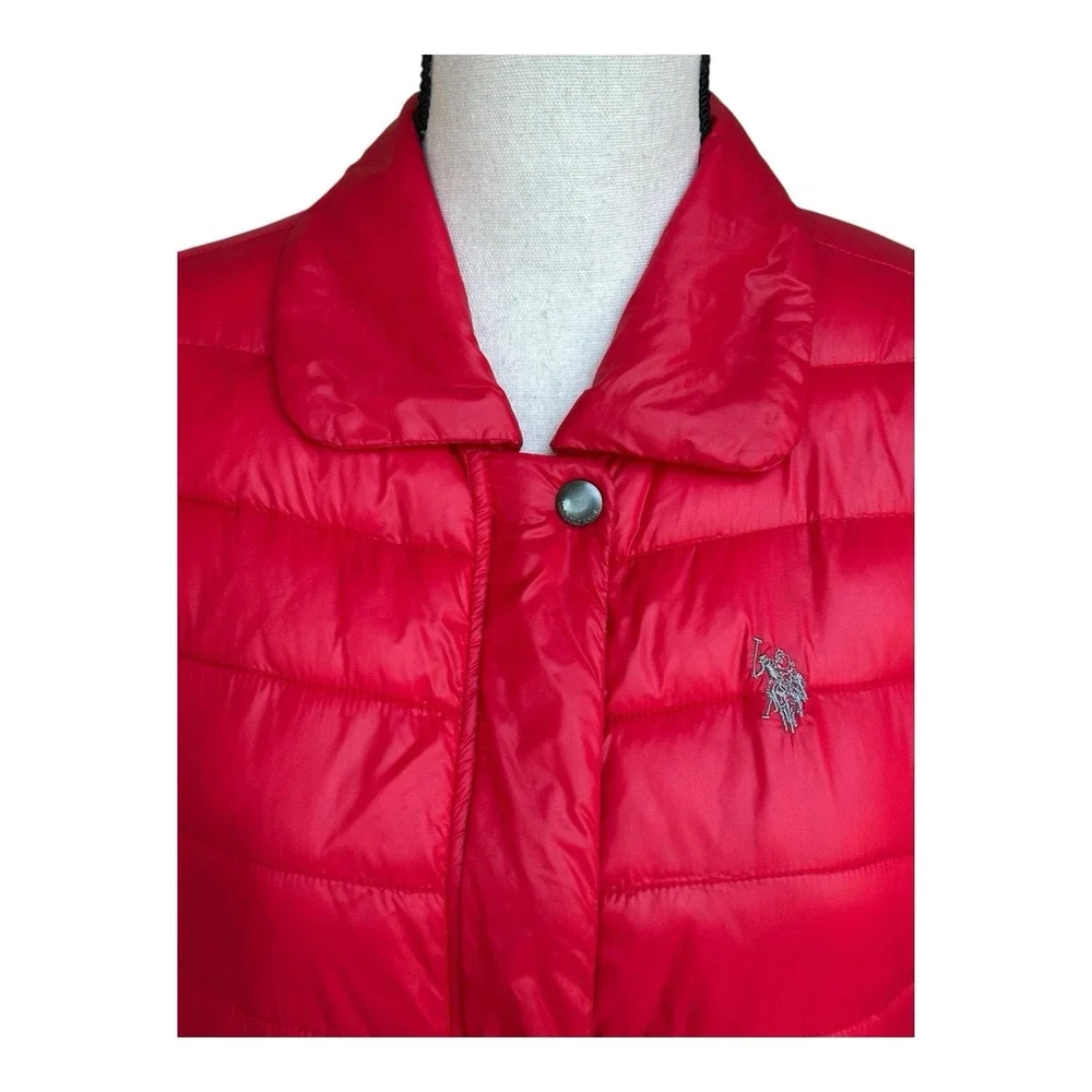 US‎ Polo Assn Size M Red Puffer Women's Jacket Style 01-8193HS
